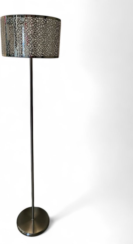 Moderne Vloerlamp RVS met Kap 160 cm hoog en 35 cm diameter