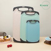 Rixora® 3-delige Set Kunststof Snijplanken met Antislip Handvatten - Inclusief Ruime Snijplank (40x24cm) - Keuken Must-Have