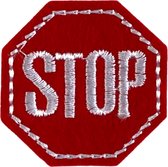Stop Verkeersbord Strijk Embleem Patch 4.7 cm / 4.7 cm / Rood Wit