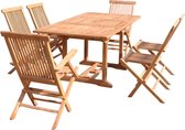 Concept-U - Rechthoekige tuin tafel 4 stoelen 2 teak fauteuils KAJANG