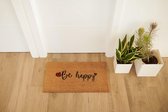 Deurmatten Kokosvezel Deurmat Be Happy, 70x40cm Welkomst Deurmat met Anti-slip PVC & Kokosmat oppervlak, Voor Huis Entree, Gangen, Buitendeuren, Woonaccessoires, Minimalistisch Origineel Ontwerp