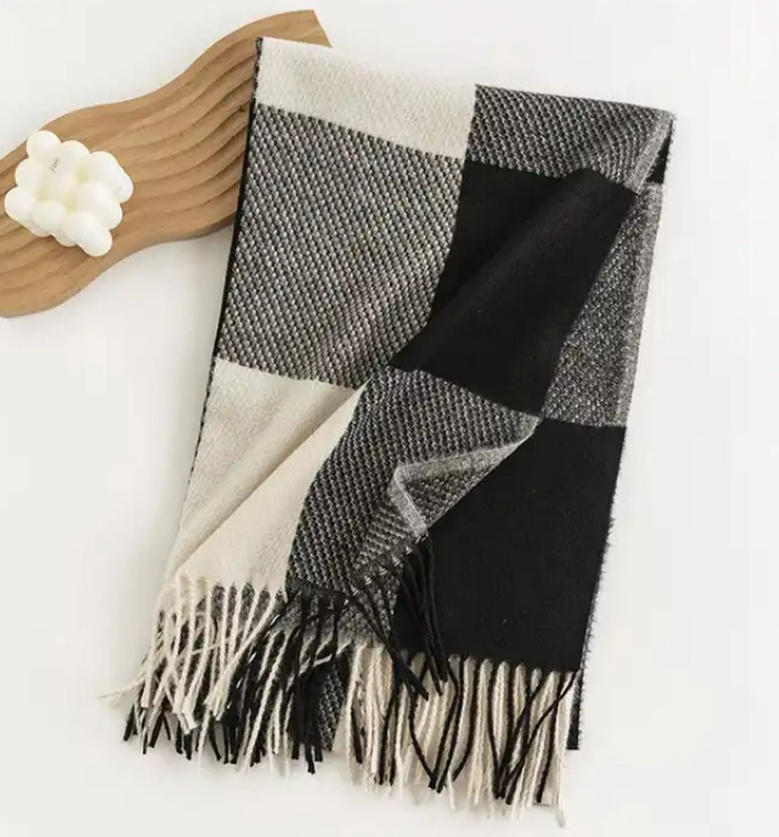 Sjaal zwart/wit / super zacht / 206 cm lang en 65 cm breed / verkrijgbaar in 10 verschillende kleuren