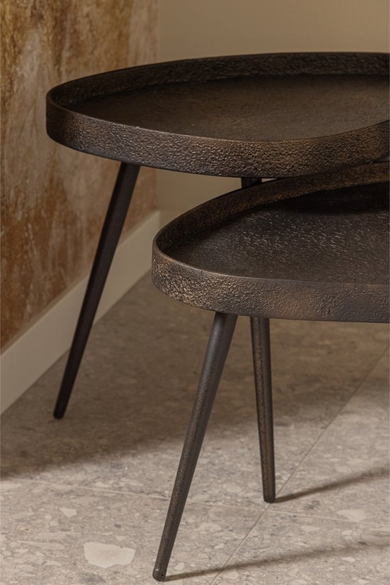 BePureHome Tables d'appoint Brut - Zinc - Bronze Antique - 39x71x52