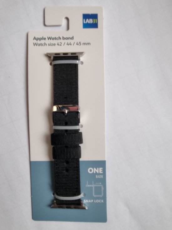 Horlogebandje Apple watchband, horlogebandje Apple, size 42/44/45 mm, zwart, geribbeld