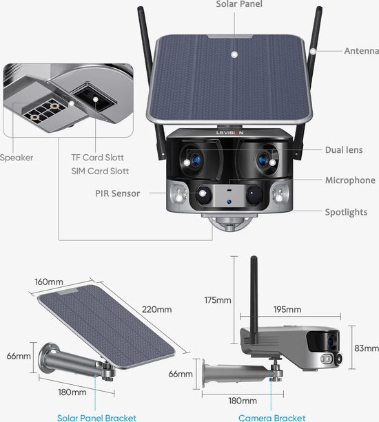 DrPhone SolarSentinel - 2.4 GHz Solar Camera - 4K UHD - 8MP 3840X2160p - 4X Optische Zoom - Pan / Tilt - Zonne Energie - 2 Weg Audio - Beveiligingscamera van DrPhone — afbeelding 3