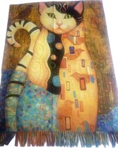 Sjaal schilderij Gustav Klimt de kat van dikker materiaal met 2 kanten (1 kant effen)