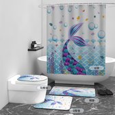 Hnmdmyi Blauwblauw douchegordijn 180 x 200, Aqua Ocean Abstract Turquoise Ombre moderne badkamergordijnen met haken waterdichte polyesterstof wasbare