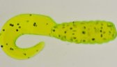 40x Twister enkel 2,5cm - 1 inch kunstaas in de kleur chartreuse shine uit Amerika