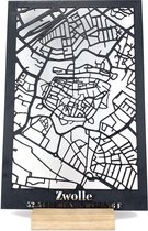 Standing Citymap Zwolle Eikenhout - 25x35 cm - Stadskaart woondecoratie - Wanddecoratie - WoodWideCities