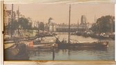 Wijnkist - Oud Stadsgezicht Rotterdam - Oude Vismarkt aan de Leuvehaven - Oude Foto Print op Houten Kist - 19x36 cm