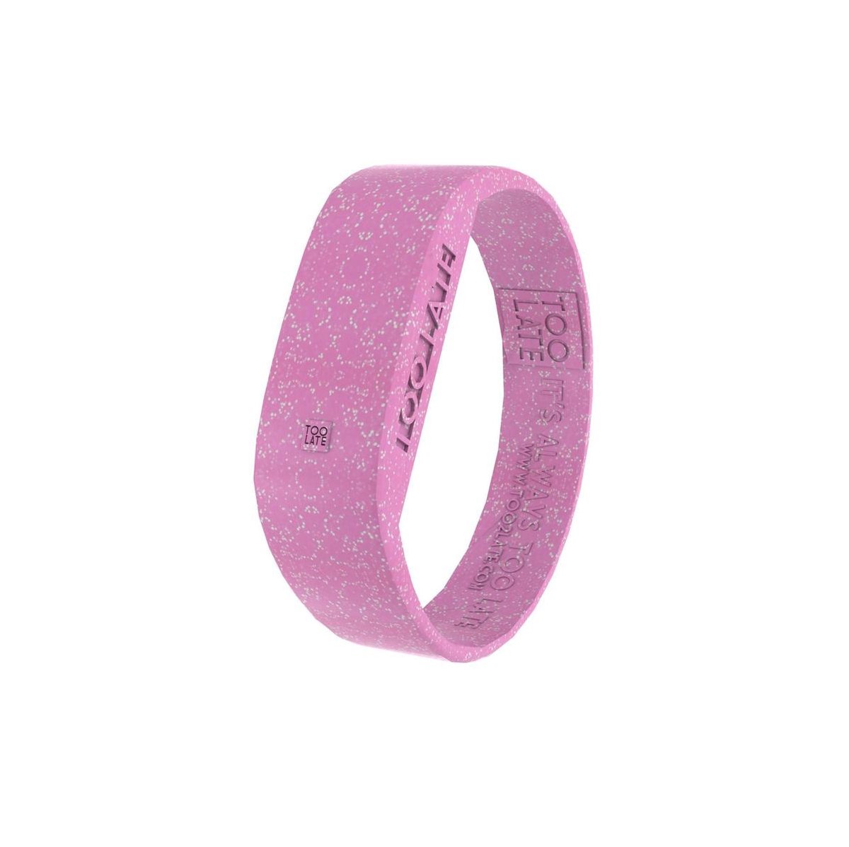 TOO LATE - Led horloge Glitter - siliconen - roze - polsmaat L