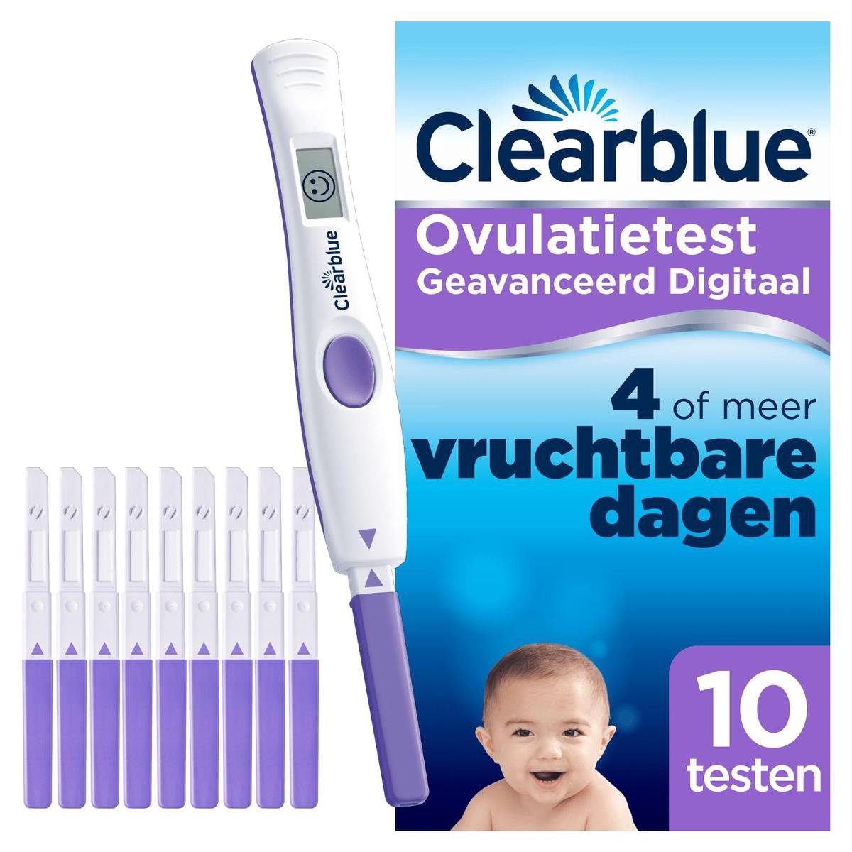 Clearblue Geavanceerde Digitale Ovulatietest Set - 1 houder en 10 testen - Clearblue