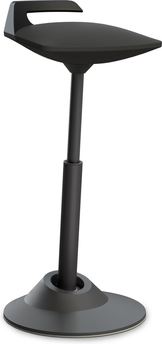 Aeris Muvman High sta-kruk (model 2021) - zwart - gasveer - zithoogte 60 - 93 cm- zitting zwart kunstleer