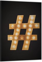 Dibond –Lichtgevende Hashtag– 60x90cm Foto op Aluminium (Wanddecoratie van metaal)