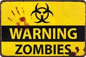 Metalen Bord Warning Zombies 20x30cm