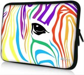 Sleevy 14 laptophoes gekleurde zebra - laptop sleeve - laptopcover - Sleevy Collectie 250+ designs