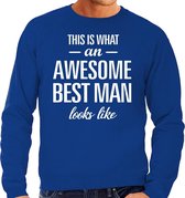 Awesome best man / getuige cadeau sweater blauw heren L