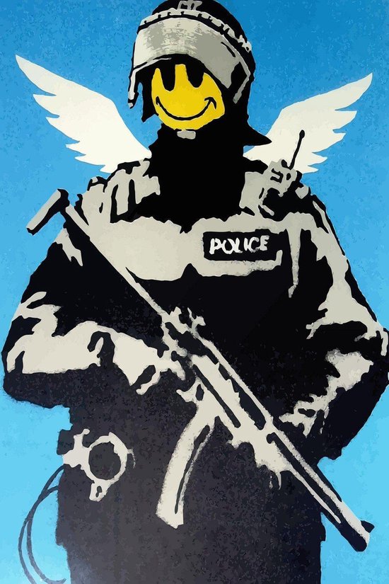 BANKSY Happy Face Flying Copper Canvas Print