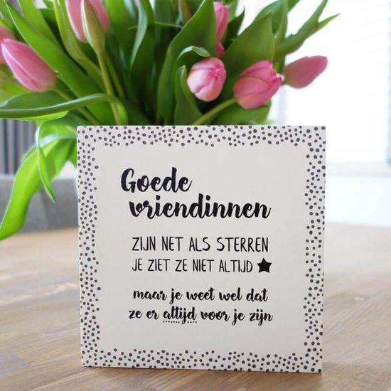 Raad eens maagd Negen Houtblok met tekst goede vriendinnen - 15 x 15 cm - cadeau - vriendin -  vriendschap -... | bol.com