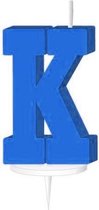 Haza Original Letterkaars ''k'' Met Houder 4 Cm Wax Blauw