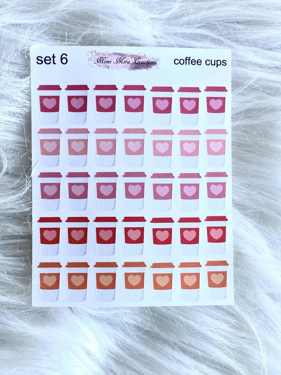 Mimi Mira Creations Functional Planner Stickers Coffee Cups Set 6
