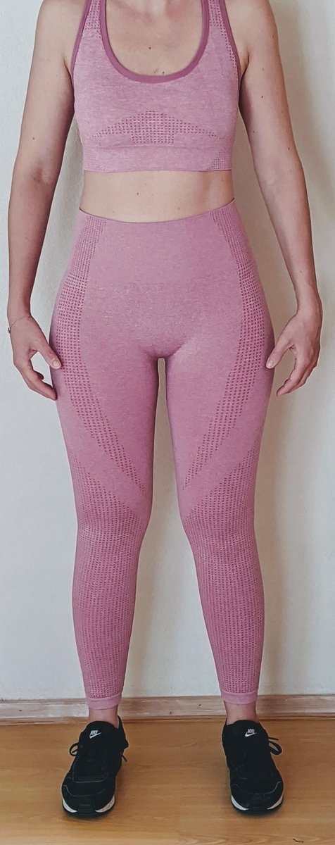Naadloze sportbroek/-legging met hoge taille voor fitness, yoga, gym - Roze  - Maat S | bol.com