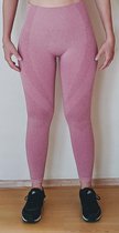 Naadloze sportbroek/-legging met hoge taille voor fitness, yoga, gym - Roze - Maat XS