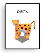 Postercity - Design Canvas Poster Pixel Cheeta / Safari Dieren / Kinderkamer / Dieren Poster / Babykamer - Kinderposter / Babyshower Cadeau / Muurdecoratie / 40 x 30cm / A3