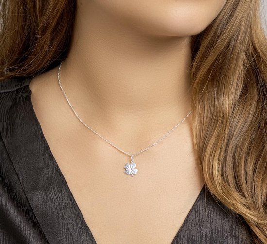 Glams Dames ketting klaver - Zilver 45 cm