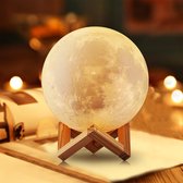Moon Light Night Lamp - Maanlicht Nachtlamp - Maan Licht Nachtlampje - 3D Print Moon Lamp -Rechargeable 2colors LED Moon Night Light - Touch Control USB