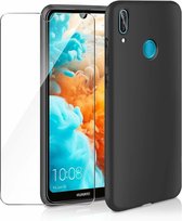 Huawei Y6 2019 / Y6s Hoesje Zwart TPU Siliconen Soft Case + 2X Tempered Glass Screenprotector