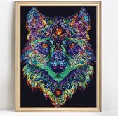 Diamond Painting - Multicolor Wolf - Diamond Painting Volwassenen - 20 x 25 cm