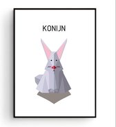 Postercity - Design Canvas Poster Pixel Konijn / Bos Dieren / Kinderkamer / Dieren Poster / Babykamer - Kinderposter / Babyshower Cadeau / Muurdecoratie / 40 x 30cm / A3