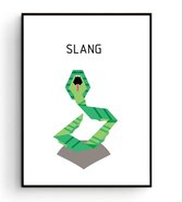 Postercity - Design Canvas Poster Pixel Slang / Jungle Dieren / Kinderkamer / Dieren Poster / Babykamer - Kinderposter / Babyshower Cadeau / Muurdecoratie / 40 x 30cm / A3