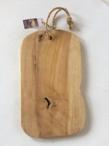 Serveerplank - Borrelplank teak hout - Plateau - Tapasplank - Handgemaakt - Rustiek - Natuulijk - Hapjesplank - Snijplank - Dinerplank 35 cm x 2 cm