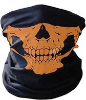 Gezichtsmasker Balclava - Skull Mask - Nek Warmer - Neck Sjaal - Zwart/oranje
