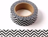 Washi tape - zwart wit zigzagpatroon | 15mm x 10m