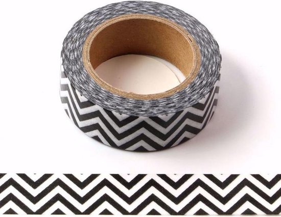 Zijn bekend taal vork Washi tape - zwart wit zigzagpatroon | 15mm x 10m | bol.com