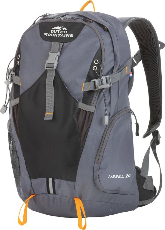 Dutch Mountains® ‘Ijssel’ Backpack (2021 model) - Rugzak 20 Ltr - Rugventilatie + Regenhoes - Zwart
