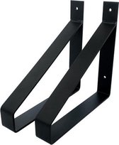 GoudmetHout Industriële Plankdragers 25 cm - Staal - Mat Zwart - 4 cm x 25 cm x 25 cm