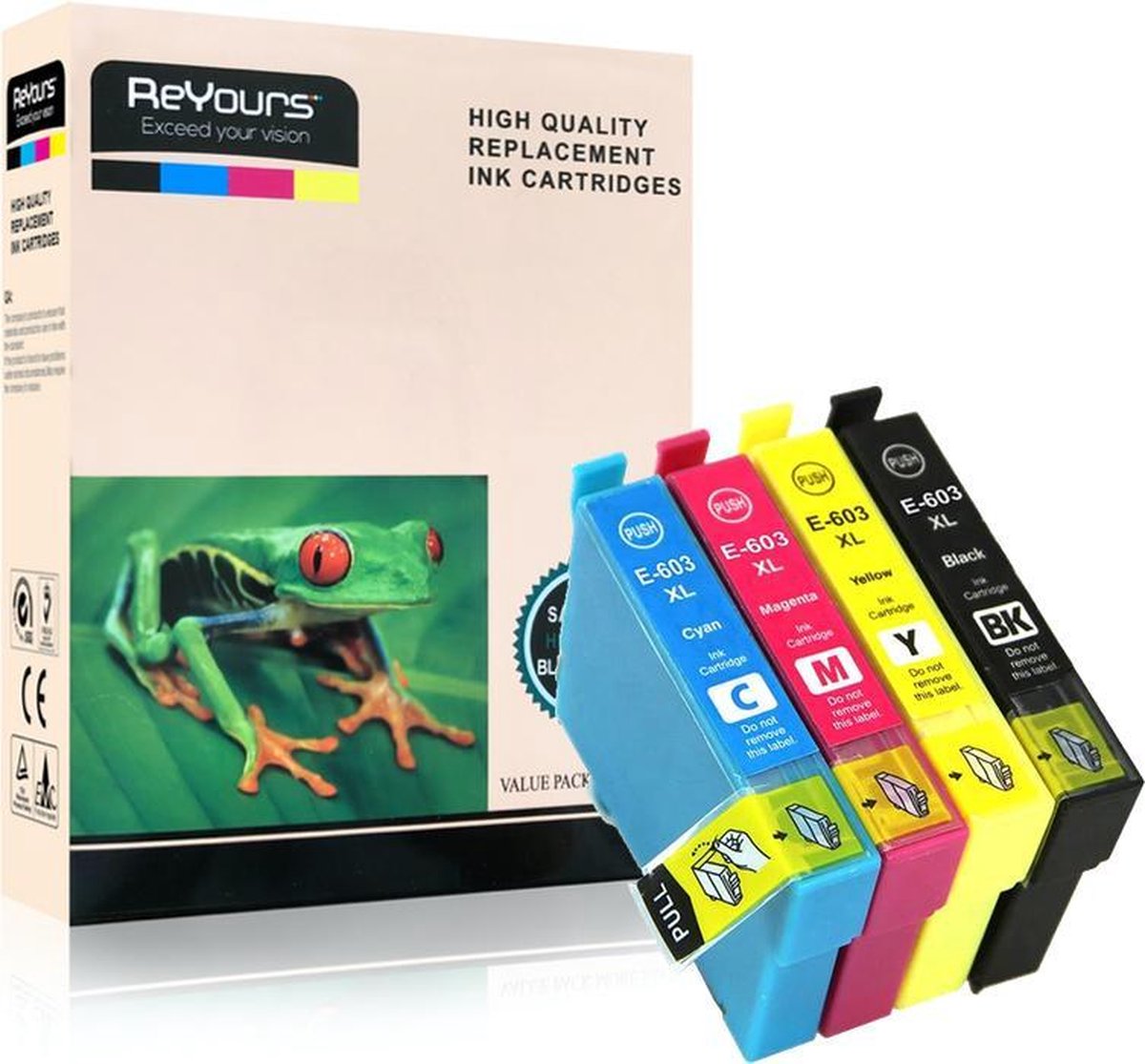 ReYours® inktcartridges voor Epson 603 XL, multipack van 4 kleuren voor Epson Expression Home XP-2105 XP-3100 XP-3105 XP-4100 XP-4105 Workforce WF-2830DWF WF-2835DWF WF-2850DWF