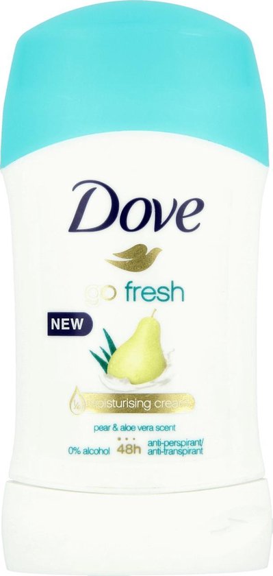 Dove Go Fresh Pear & Aloe Vera Deodorant - Deo Stick 0% Alcohol Verzorgende Formule 48 uur - Anti Perspirant  - Anti Transpirant met Hydraterende Creme - Anti Zweet Bescherming