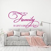 Muursticker The Love Of A Family Is Life's Greatest Gift -  Roze -  160 x 87 cm  -  alle muurstickers  woonkamer  engelse teksten - Muursticker4Sale