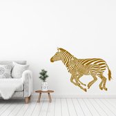 Muursticker Kleine En Grote Zebra -  Goud -  100 x 71 cm  -  woonkamer  alle muurstickers  slaapkamer  dieren - Muursticker4Sale