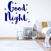 Muursticker Good Night Ster -  Donkerblauw -  89 x 80 cm  -  engelse teksten  slaapkamer  alle - Muursticker4Sale