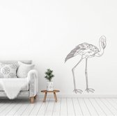 Muursticker Flamingo -  Zilver -  85 x 120 cm  -  alle muurstickers  woonkamer  baby en kinderkamer  dieren - Muursticker4Sale