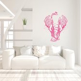 Muursticker Olifant In Bomen -  Roze -  90 x 110 cm  -  woonkamer  alle - Muursticker4Sale