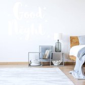 Muursticker Good Night Ster -  Wit -  133 x 120 cm  -  engelse teksten  slaapkamer  alle - Muursticker4Sale