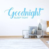 Slaapkamer Sticker Goodnight Sleep Tight - Lichtblauw - 120 x 34 cm - nederlandse teksten slaapkamer