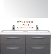 Muursticker Wash Your Hands Mom Said So - Bruin - 22 x 10 cm - keuken toilet alle